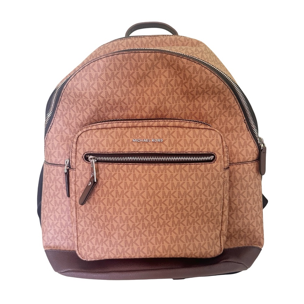 Michael Kors Hudson Logo Canvas Leather Large Backpack - Picture 4 of 16
